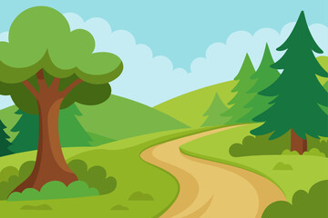 cartoon forest winding path