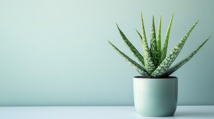 Fresh Green Aloe Vera Plant in Stylish Pot Against Soft Background