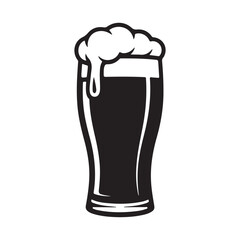 Black and white beer glass with foam vector