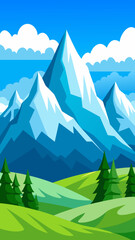 cartoon landscape snowy mountain
