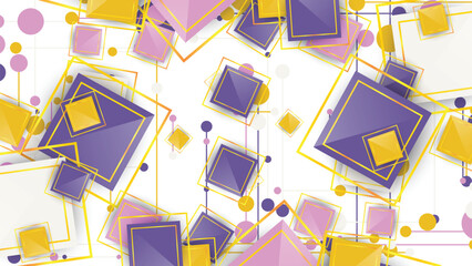 Vibrant Abstract Geometric Background with Dynamic Squares and Circles