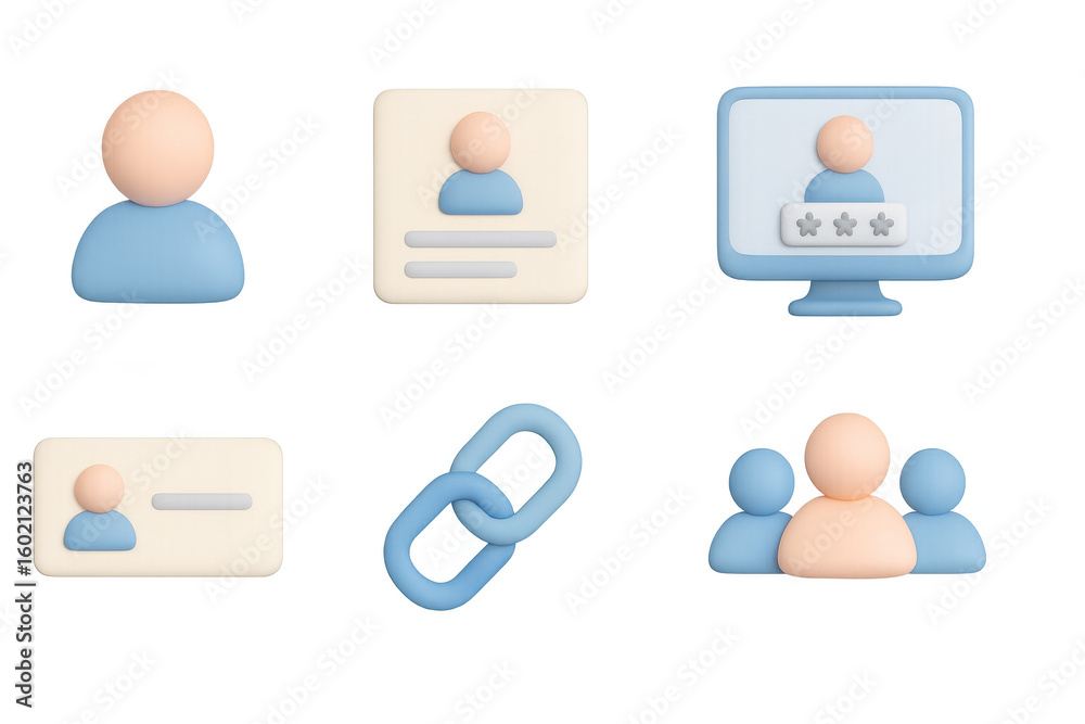 Poster minimalist 3d user interface icons for web and app design