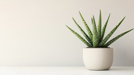 Elegant Aloe Vera Plant in Minimalist Pot on Light Background