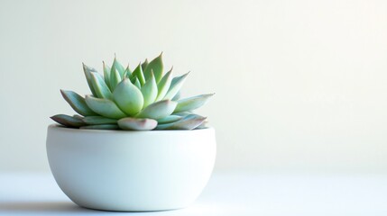 Fresh Green Succulent Plant in Minimalist White Ceramic Pot