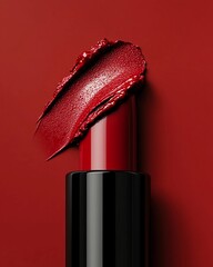 Red lipstick with bold swipe