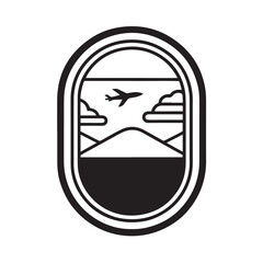 Airplane Window View Silhouette Vector Icon