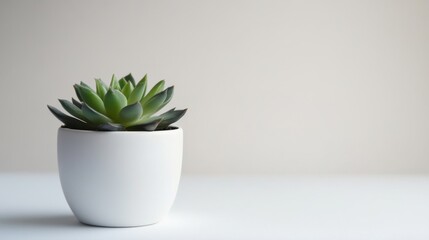 Minimalist Succulent Plant in a White Pot on a Neutral Background