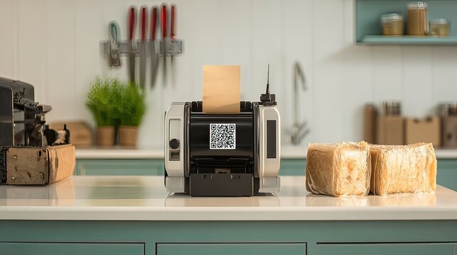 Kitchen receipt printer QR code processing eco-friendly packaging