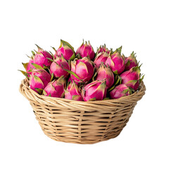 wicker basket with fresh dragonfruit