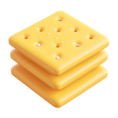 Stack of Crackers: A close-up, detailed image showcasing a neatly arranged stack of square, golden-yellow crackers, exhibiting the subtle texture and inviting appeal. 