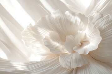 Elegant pleated fabric forms an abstract flower design.