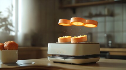 Smart toaster launching slices like flying disks