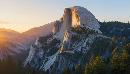 Explore half dome yosemite national park california usa travel destination scenic landscape mountain peak sunset view