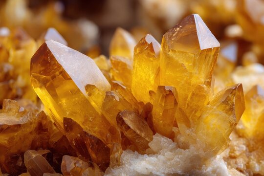 Zoomed in view of yellow quartz clusters