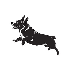 silhouette of a corgi sprinting with short legs ba vector art