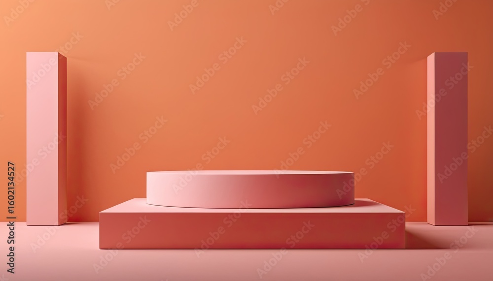 Poster Background 3d scene with podium, minimal product display mock up scene and geometric shape object. 3d render.  4