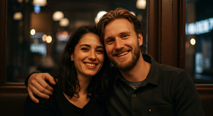 Warm embrace: A young couple shares a tender moment of love and connection