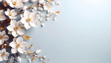 Elegant white floral arrangement studio setting digital art minimalist background soft lighting aesthetic beauty