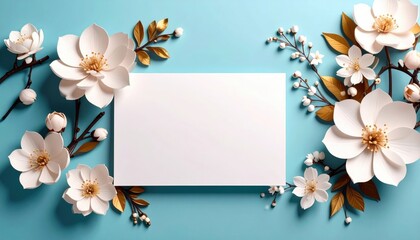 Delicate floral arrangement with blank card studio setting decorative artwork calm atmosphere aesthetic viewpoint creative concept