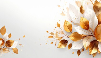 Elegant golden leaves arrangement nature scene digital artwork minimalist design aesthetic view autumn theme for seasonal decor