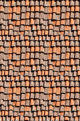 Naklejka premium Seamless Pattern Tileable Texture of Aged Clay Roof Tiles Discolored Broken and Uneven for Scrapbooking Video Game Development Home Decor Branding Crafts Vintage Style