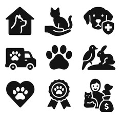 Icons icon print shelter adoption fund medical charity paw rehab animal vector