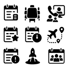 Call conference icons icon project travel vector scheduling plan date business invoice
