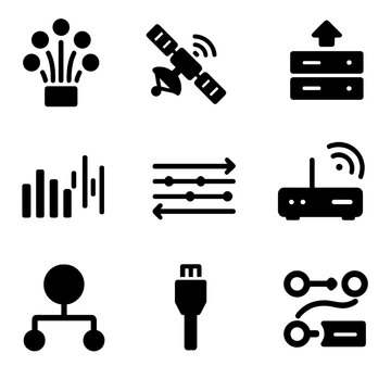 Server vector signal icon packet interface data uplink router wan icons communication