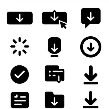 Vector size text set icon loading spinner icons dropdown download tooltip completion
