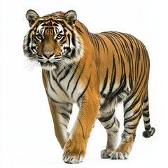 Fototapeta premium Sumatran Tiger Walking on White Background