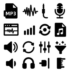 Audio cable waveform icon vector studio mic bar digital filter enhancement