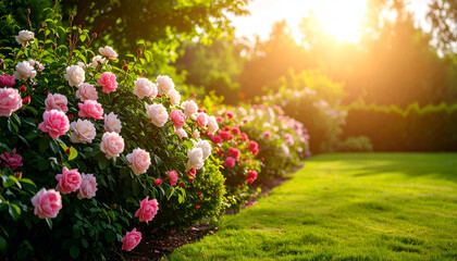 Sunset Rose Garden Landscape.