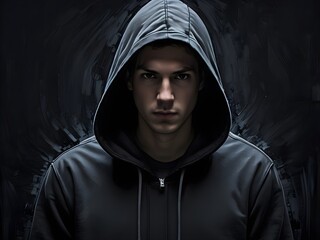 Intense Gaze from the Shadows: A Hooded Enigma