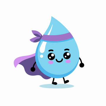 Water Hero: A brave water droplet superhero, full of valor, stands ready to combat any challenge, safeguarding the essential element of life, ready to leap into action. 