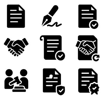 Agreement file deal terms enforcement dispute set icon vector contract renewal