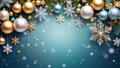 Festive christmas decoration with ornaments and snowflakes winter wonderland digital artwork cheerful atmosphere close-up view holiday spirit