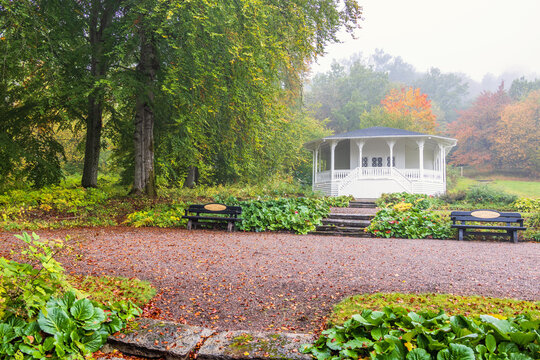 Gazebo in a park with beautiful autumn colors