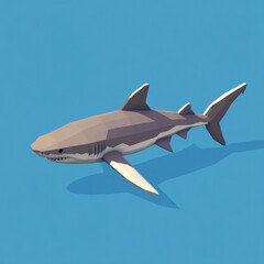 Fototapeta premium Stylized shark design showcasing bold shapes and simplified colo