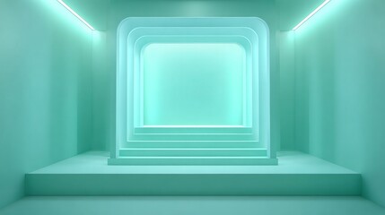 Turquoise Step Podium, Minimalist , Abstract