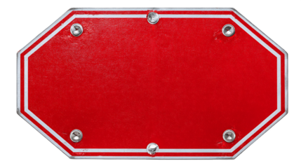 Red Octagonal Sign with Rhinestones and White Border, PNG