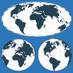 Planet icon set. Global map. Map symbol. international earth globe icon, World globe icon, Line vector. World's map. Globe - Illustration Icons. map