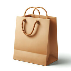 A brown paper shopping bag isolated on white background