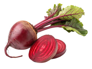 Fresh beetroot with vibrant red color and green leaves showcases its natural beauty and health benefits