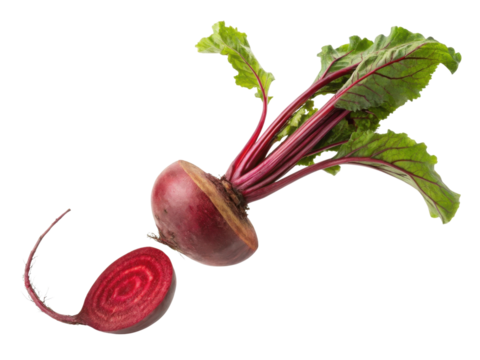 Fresh beetroot with vibrant green leaves showcases its rich color and unique shape, perfect for healthy dishes and salads