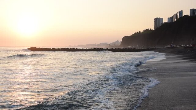 sunset by the beach in Lima