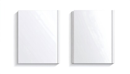 Two blank white books