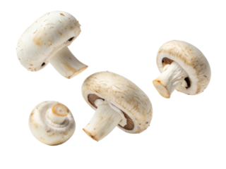 Fresh button mushrooms are arranged beautifully showcasing their smooth texture and natural color. These mushrooms add flavor and nutrition to