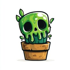 Funny Slime-Dripping Zombie Plant Character Illustration