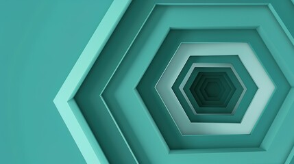 Obraz premium A layered spiral hexagon, with its intricate and unique structure, is placed on a teal background. The combination of the spiral - shaped hexagon's layers and the calming teal background creates a vis
