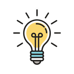 Minimal line icon of a  lightbulb, representing creative ideas.eps
